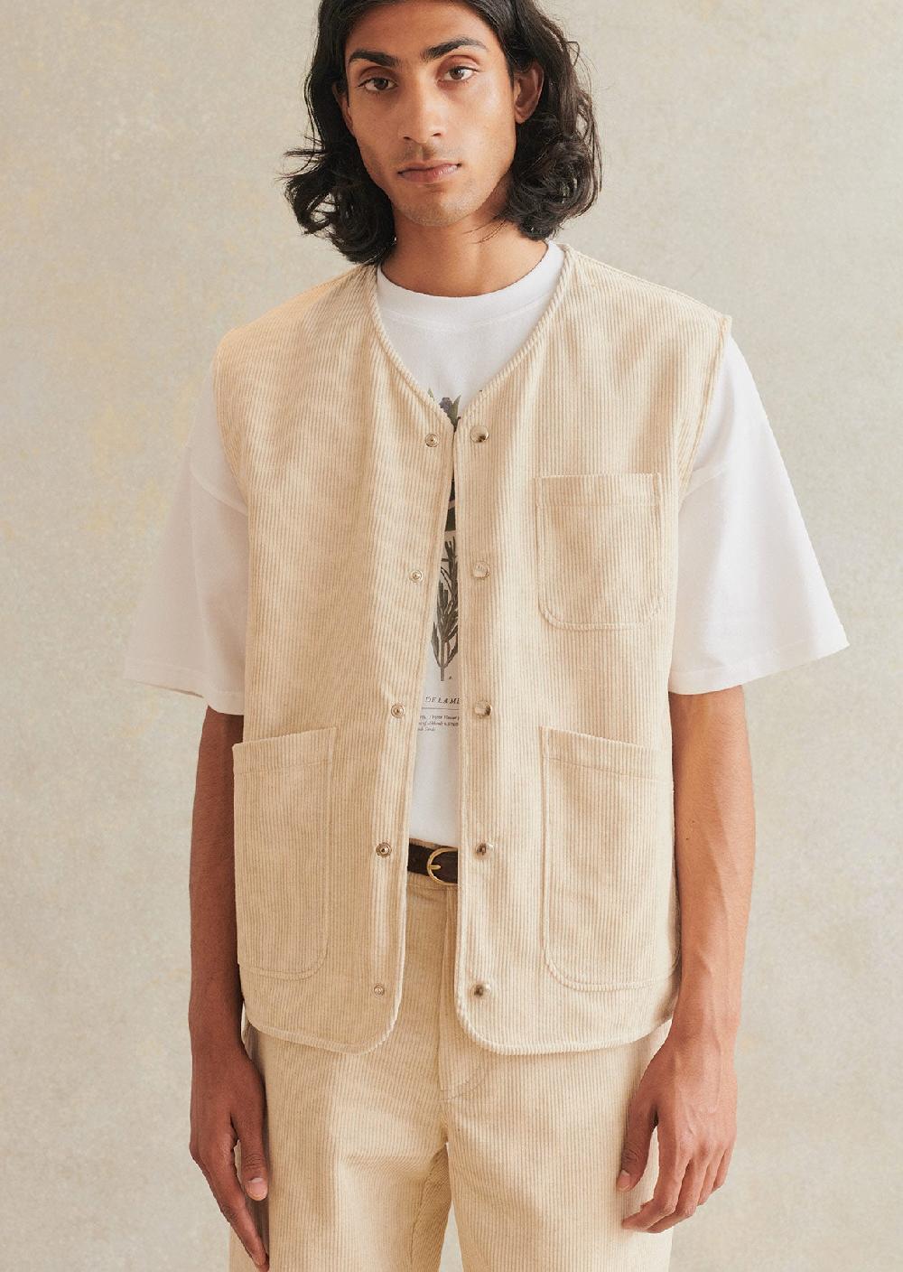 de bonne facture Gilet Camargue Velours Cotelé Français Coton & Lin de bonne facture Gilet Camargue Velours Cotelé Français Coton & Lin