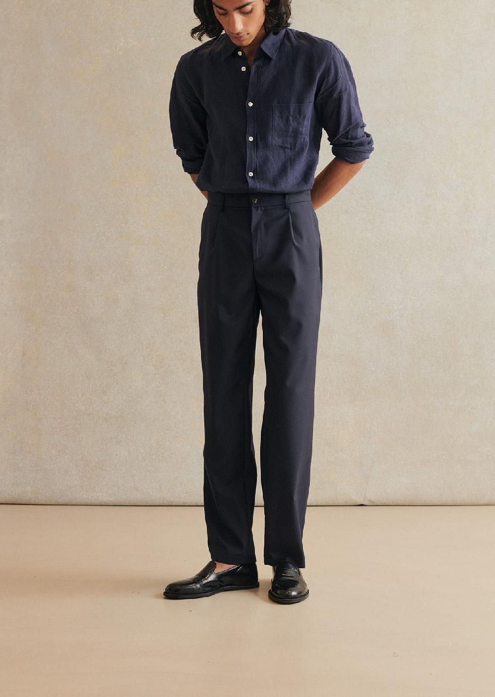 De Bonne Facture Pantalon À Pince Laine Froide Super 130'S