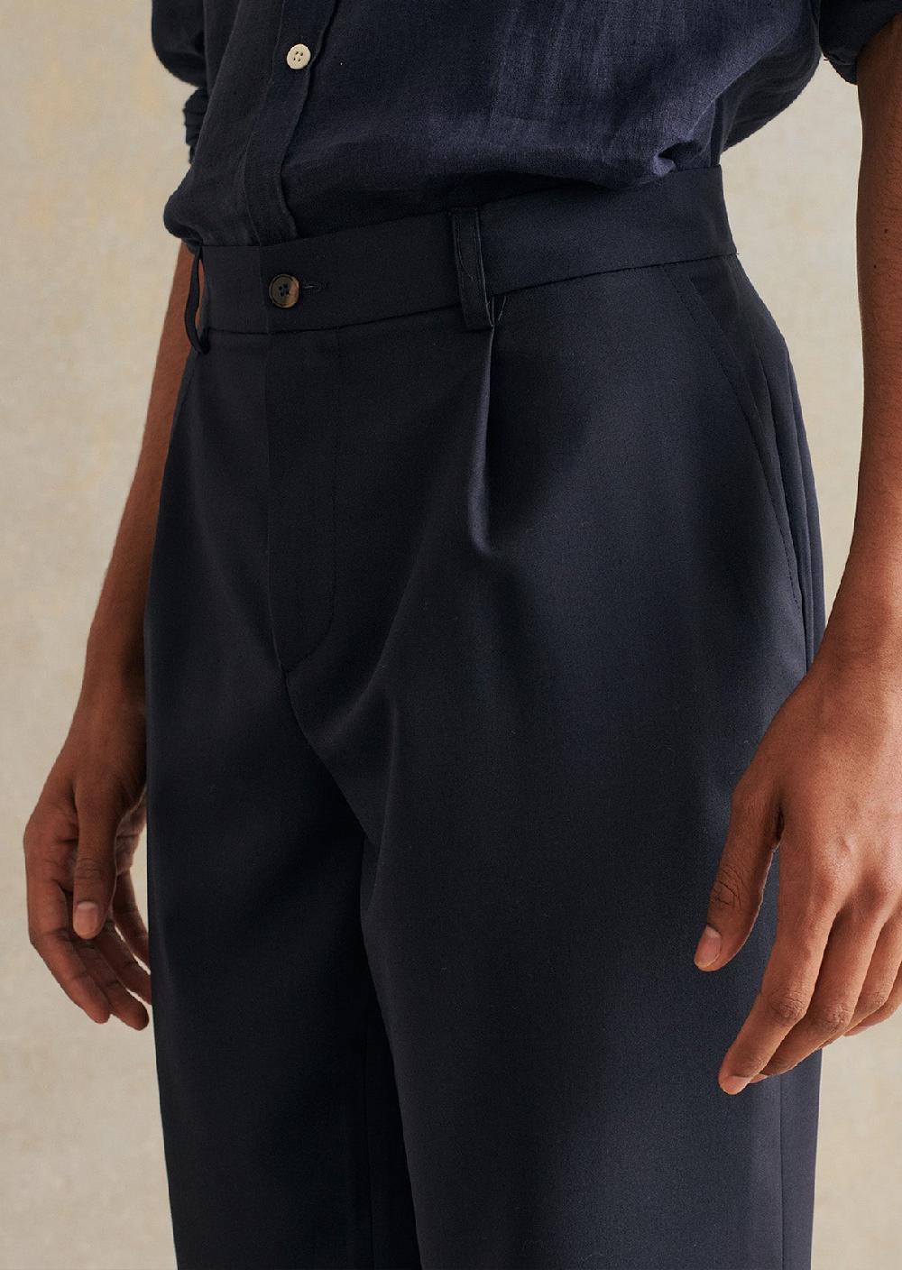 De Bonne Facture Pantalon À Pince Laine Froide Super 130'S