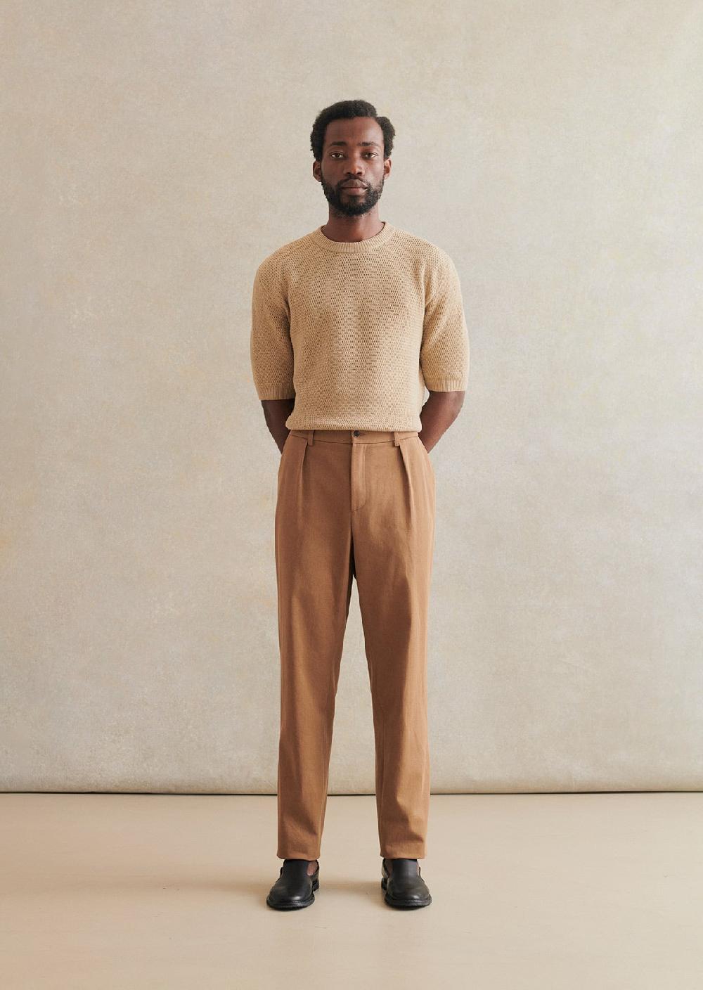 De Bonne Facture Pantalon À Pince Sergé De Coton Italien Teinture Végétale