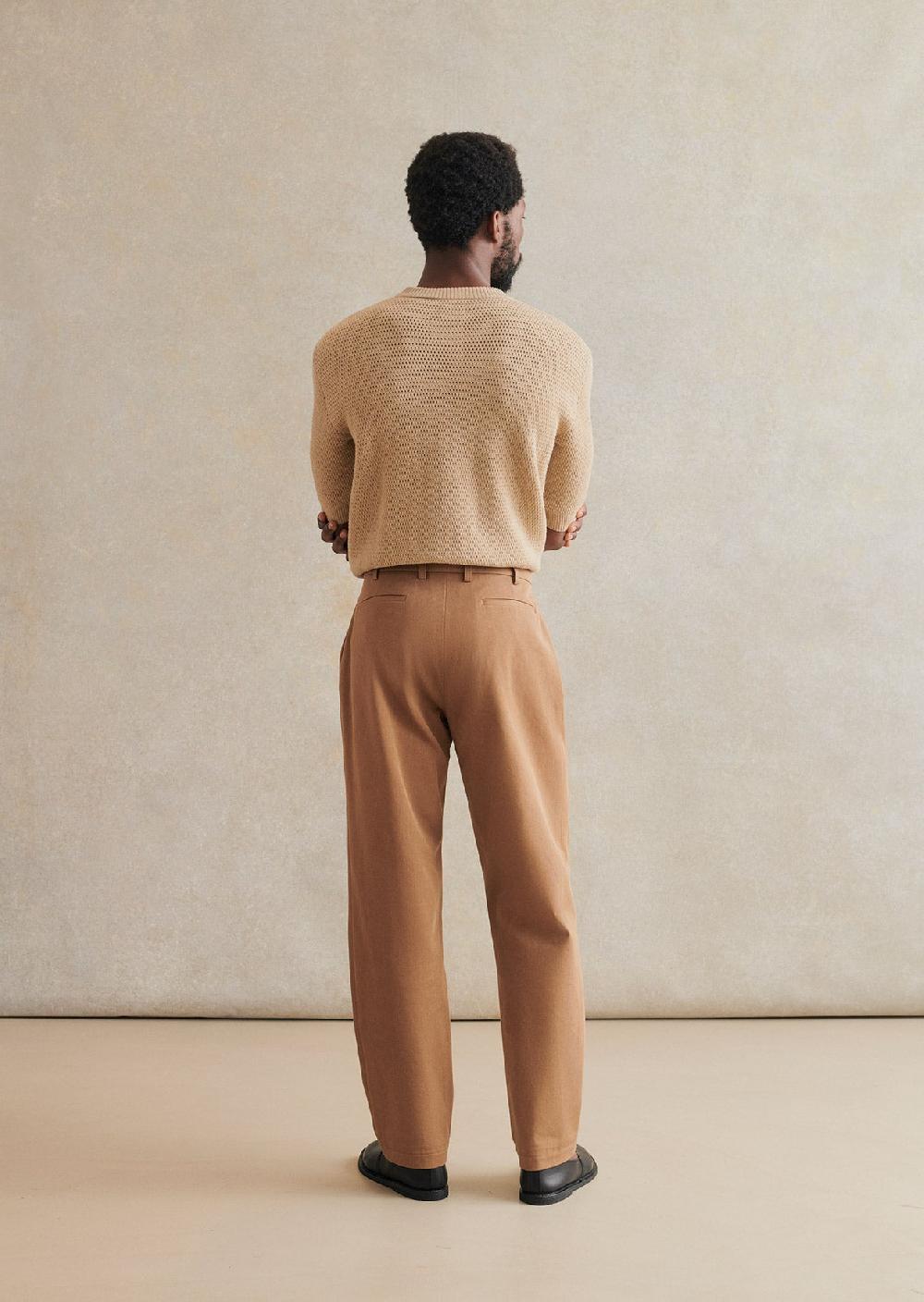 De Bonne Facture Pantalon À Pince Sergé De Coton Italien Teinture Végétale