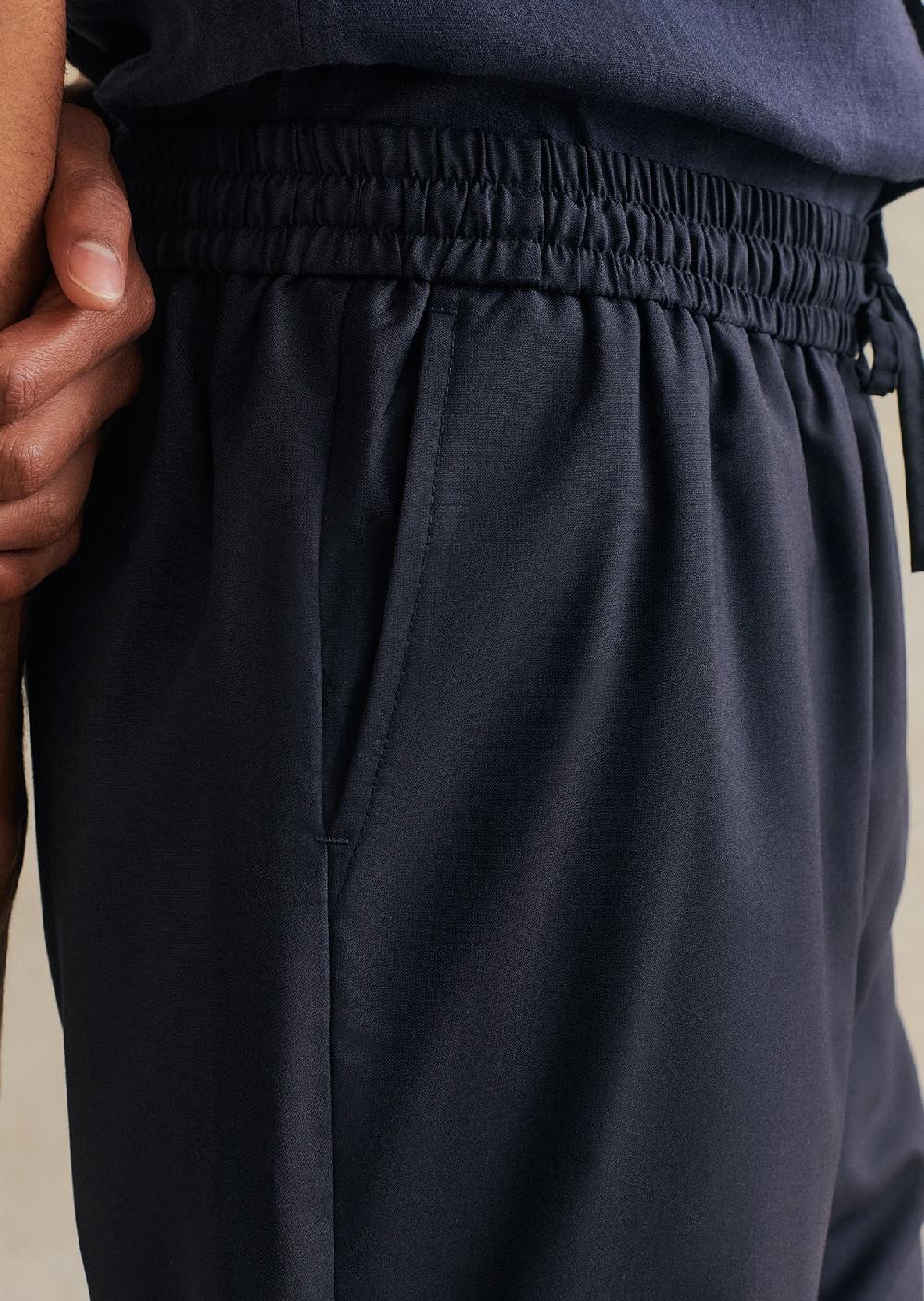 De Bonne Facture Pantalon À Taille Élastiquée Laine Froide Super 130'S