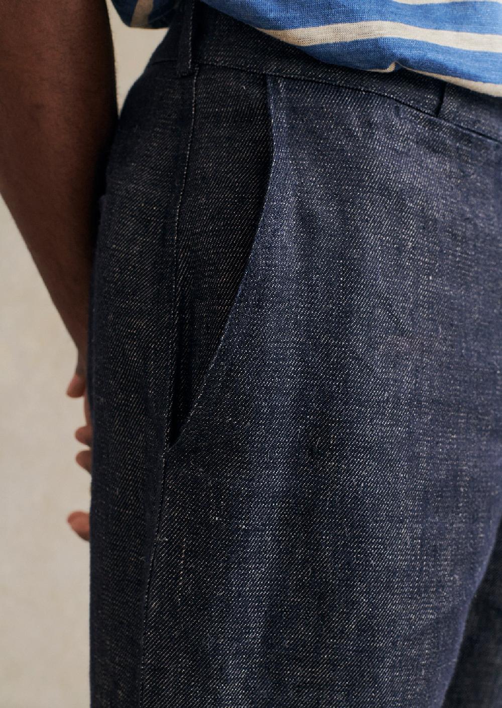 De Bonne Facture Pantalon Ballon Denim De Lin Français