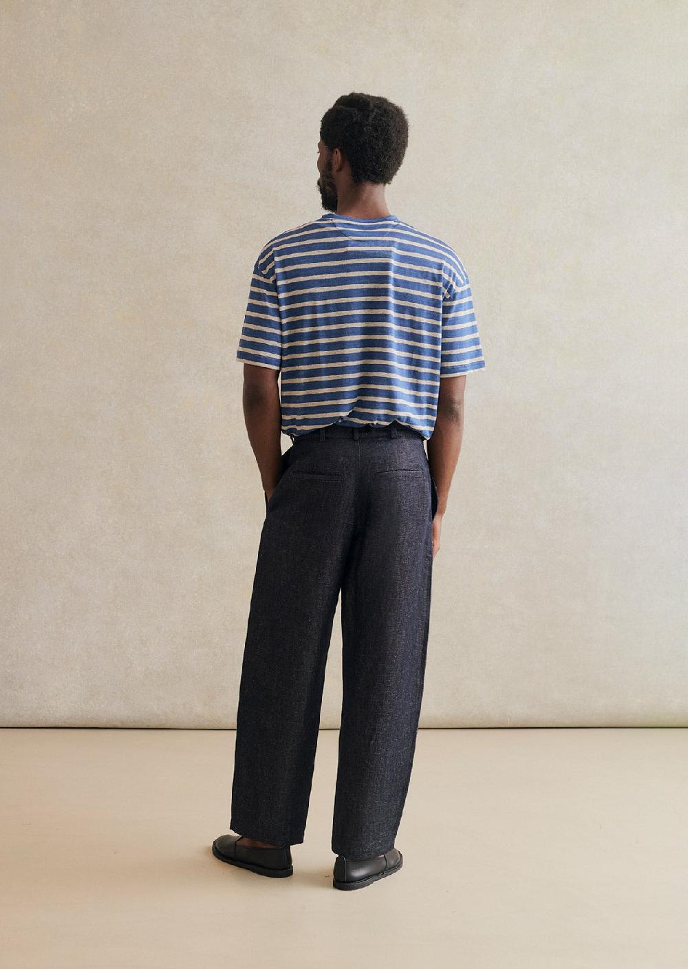 De Bonne Facture Pantalon Ballon Denim De Lin Français
