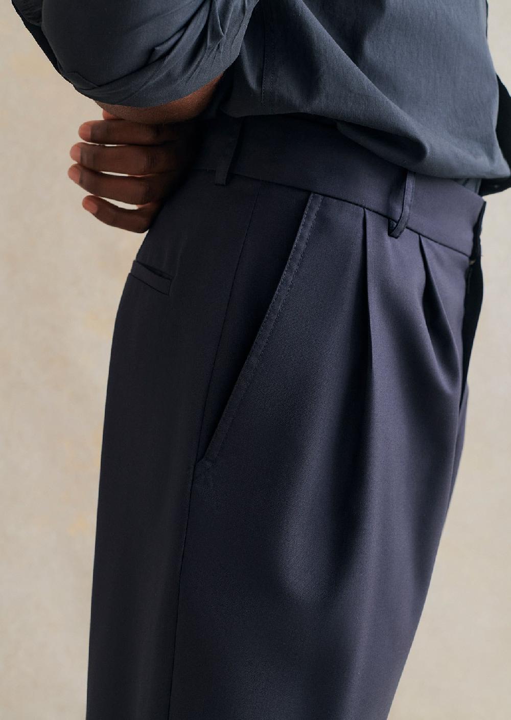 De Bonne Facture Pantalon D'Artiste Laine Froide Super 130's