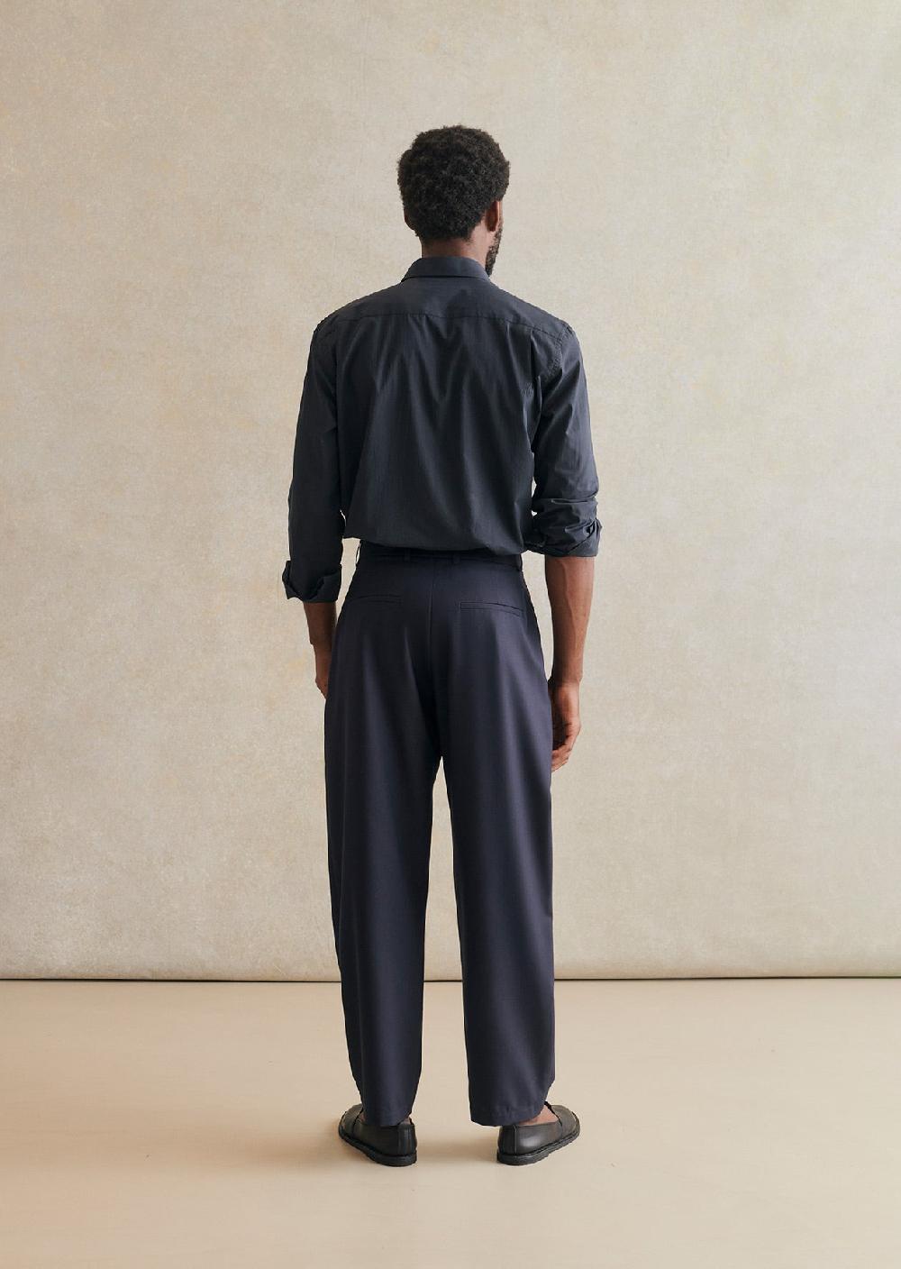 De Bonne Facture Pantalon D'Artiste Laine Froide Super 130's
