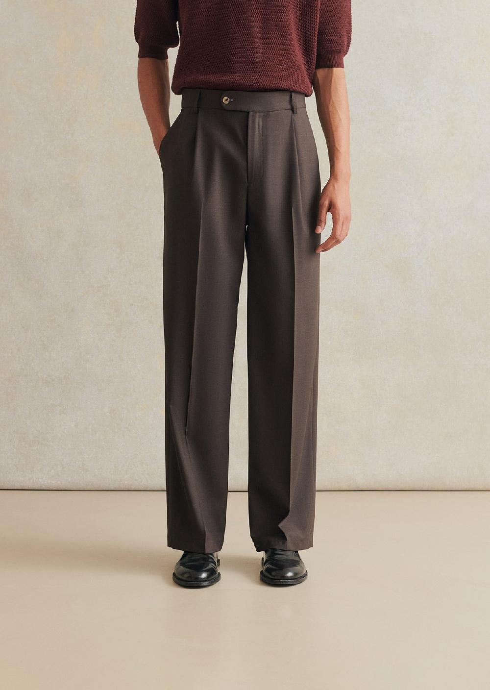 De Bonne Facture Pantalon Grandad Laine Froide Super 130'S