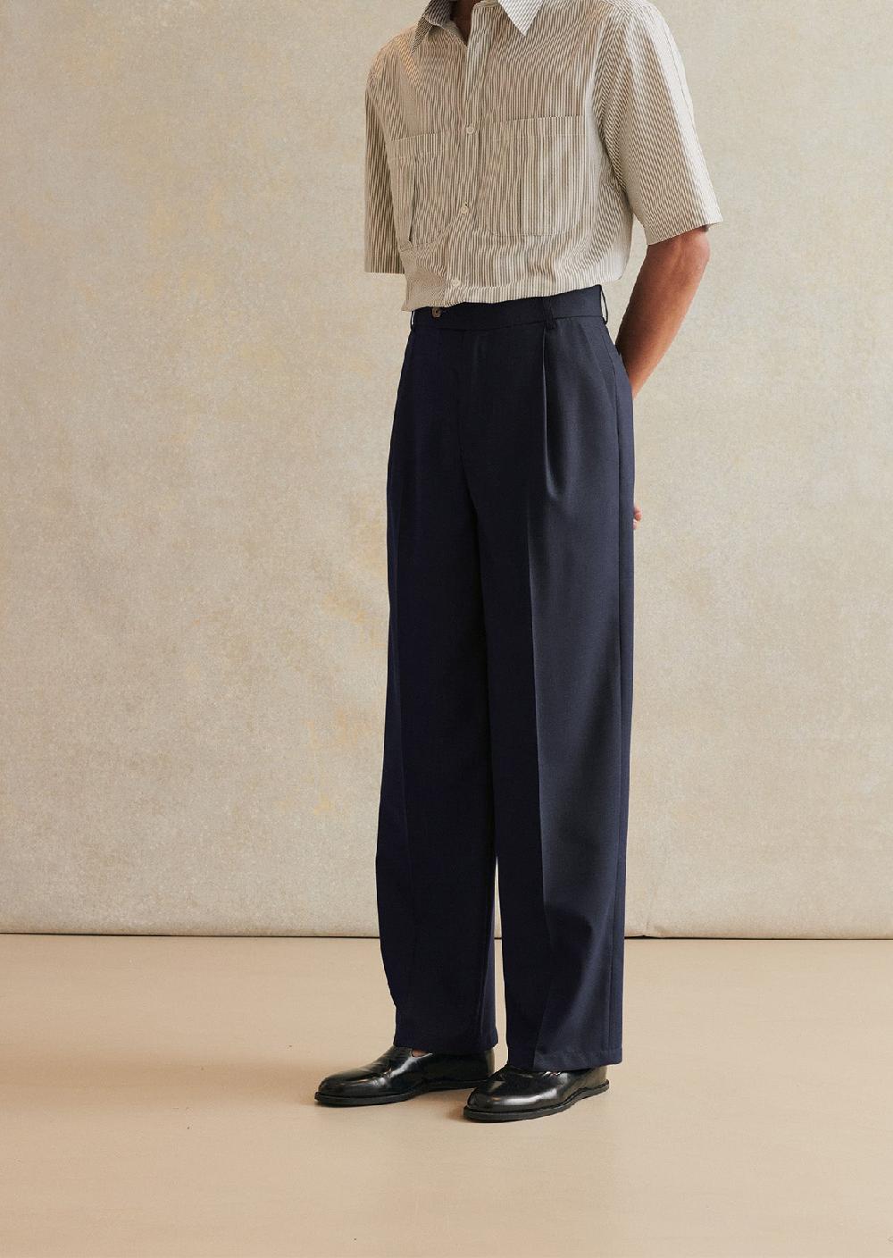 De Bonne Facture Pantalon Grandad Laine Froide Super 130'S