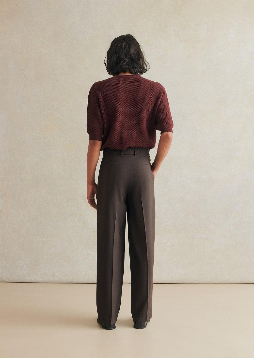 De Bonne Facture Pantalon Grandad Laine Froide Super 130'S