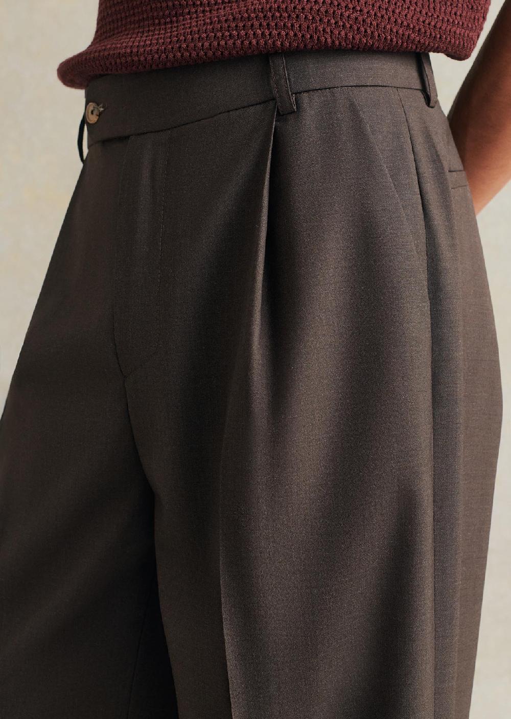 De Bonne Facture Pantalon Grandad Laine Froide Super 130'S