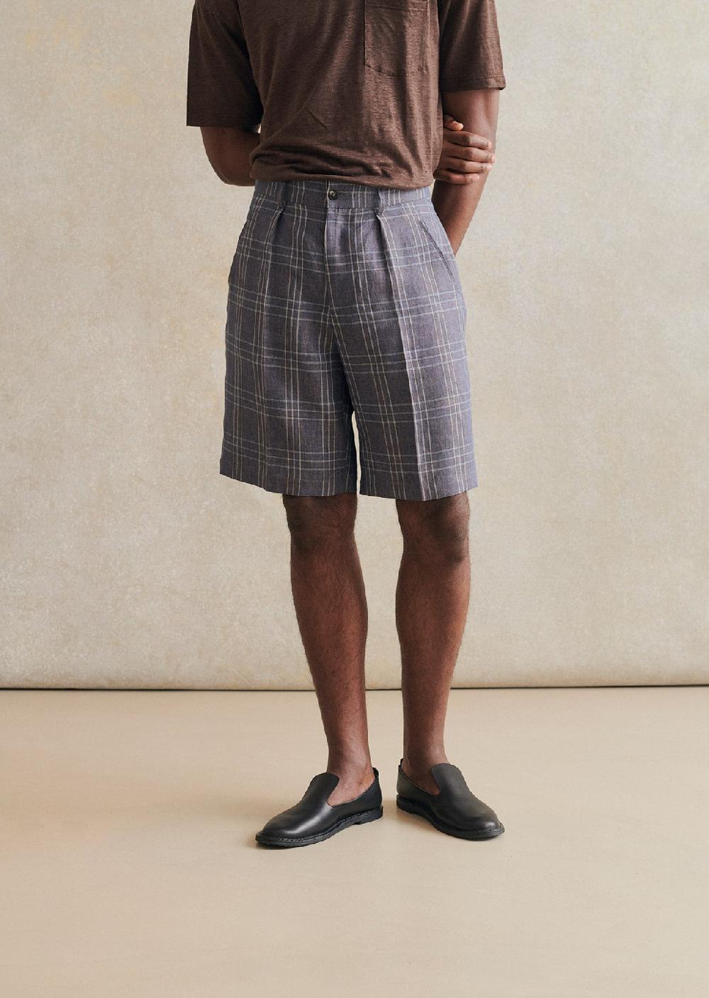 De Bonne Facture Short De Naturaliste Madras De Lin Italien