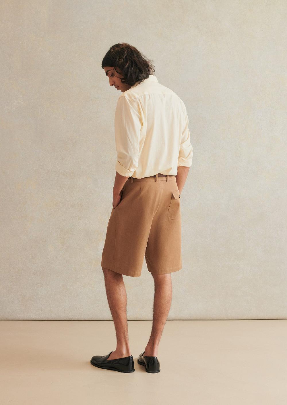 De Bonne Facture Short De Naturaliste Sergé De Coton Italien Teinture Végétale