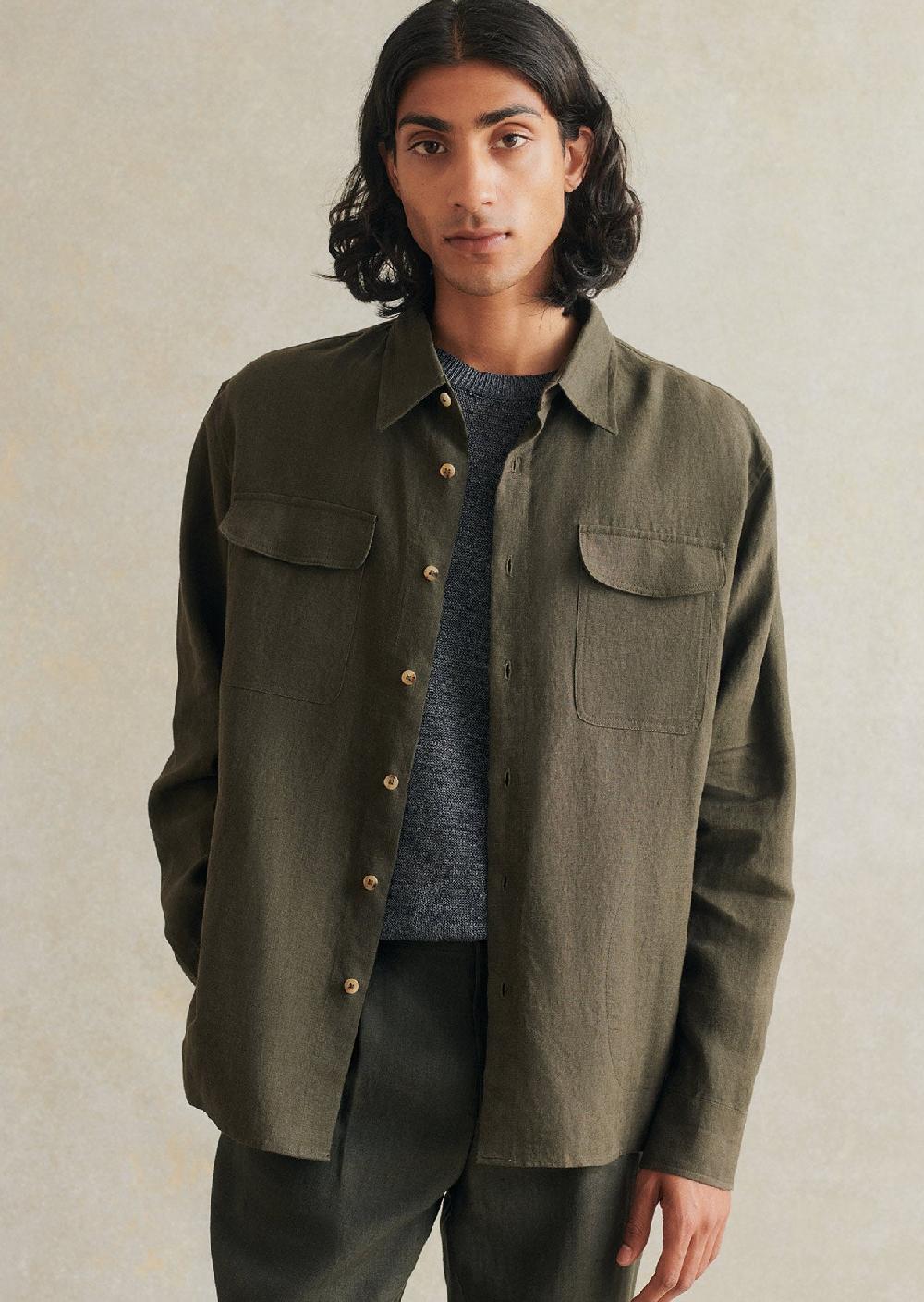 de bonne facture Surchemise Deux Poches Toile De Lin Belge de bonne facture Surchemise Deux Poches Toile De Lin Belge