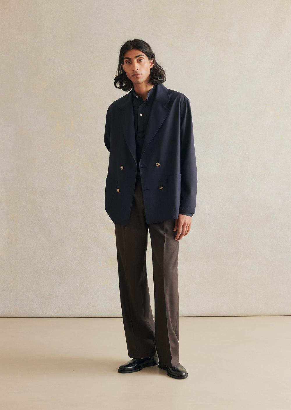 De Bonne Facture Veste Croisée Laine Froide Super 130'S