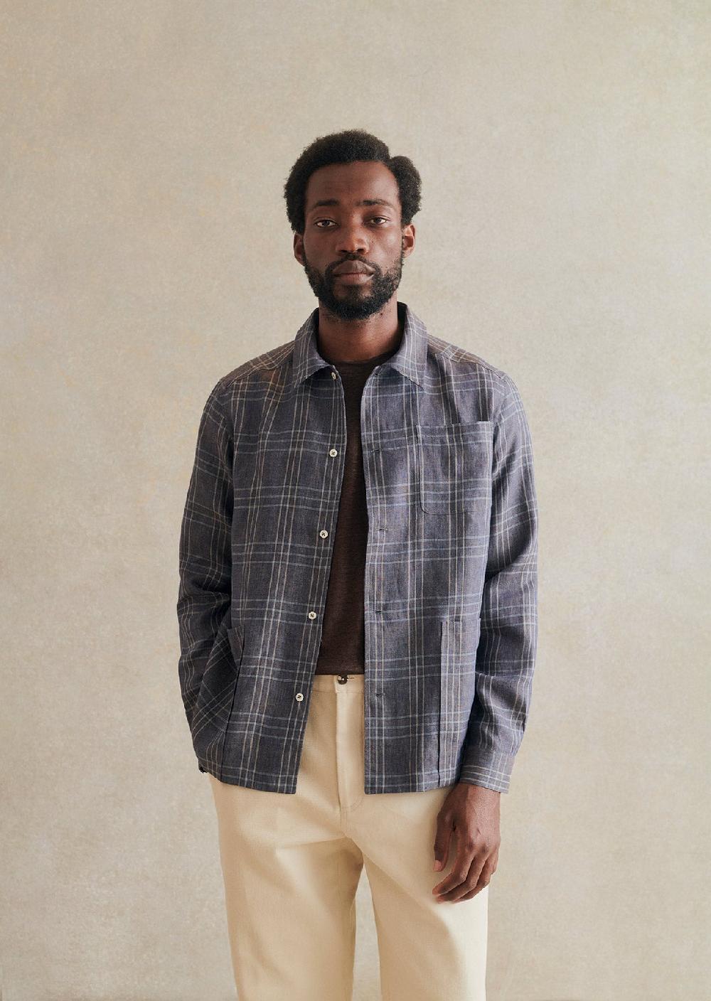 de bonne facture Veste De Peintre Madras De Lin Italien de bonne facture Veste De Peintre Madras De Lin Italien