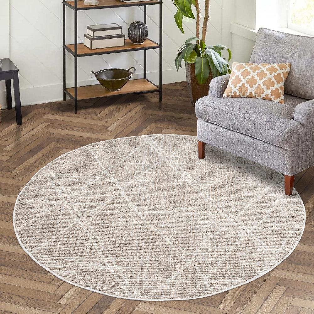 Deco Tapis Tapis Boho Berbère Rond Laineux Beige