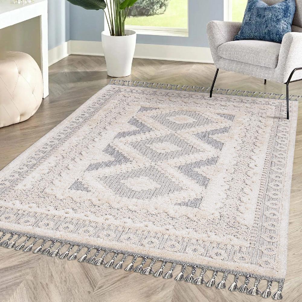 deco tapis Tapis Boho Chic à franges tressées