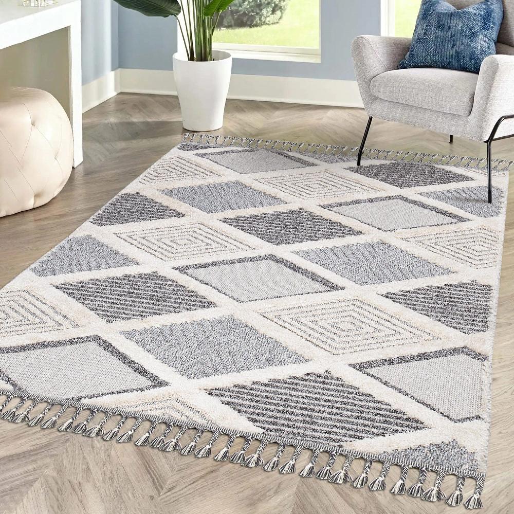 deco tapis Tapis Boho Chic à franges tressées