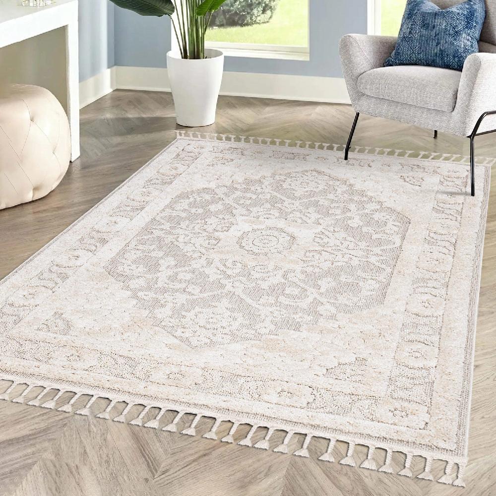 deco tapis Tapis Boho Chic à franges tressées