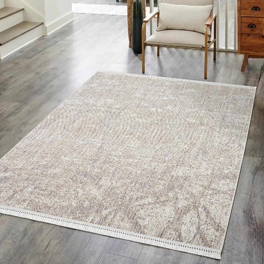 Deco Tapis Tapis Boho Laineux à Franges Beige
