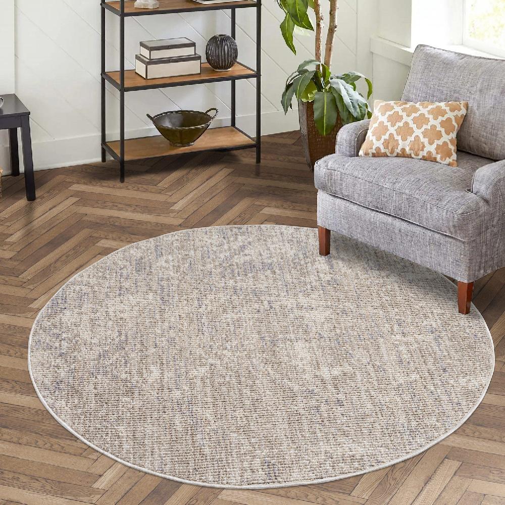 Deco Tapis Tapis Boho Rond Laineux Beige