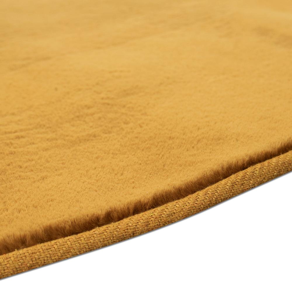 Deco Tapis Tapis De Fourrure Rond Velours Ambre
