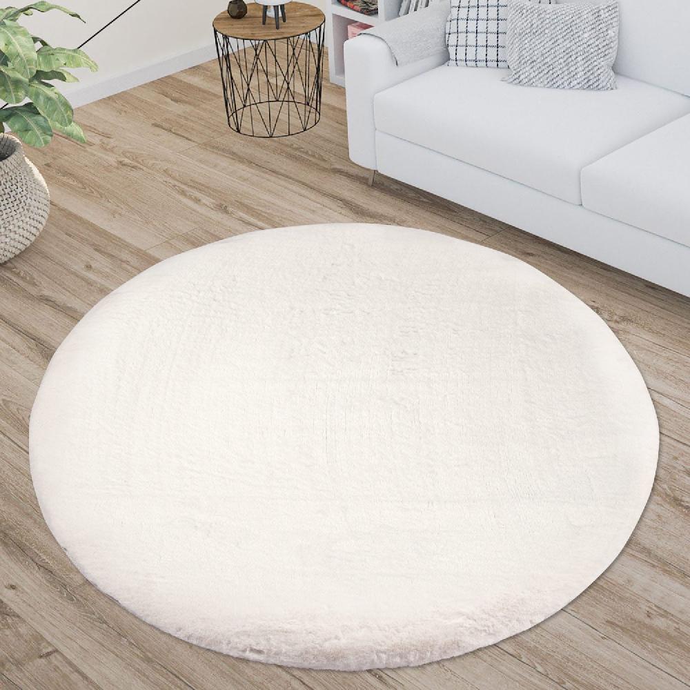 deco tapis Tapis de Fourrure Rond Velours Blanc