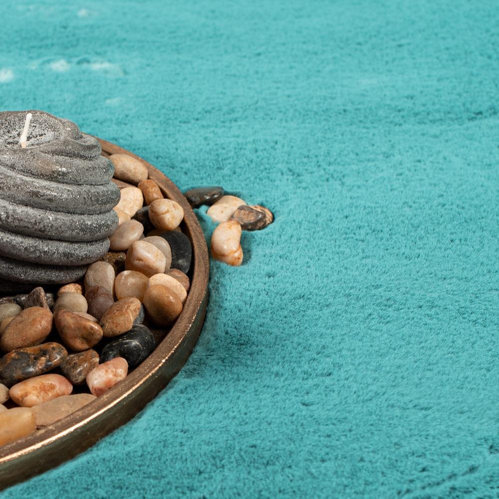 Deco Tapis Tapis De Fourrure Rond Velours BleuVert