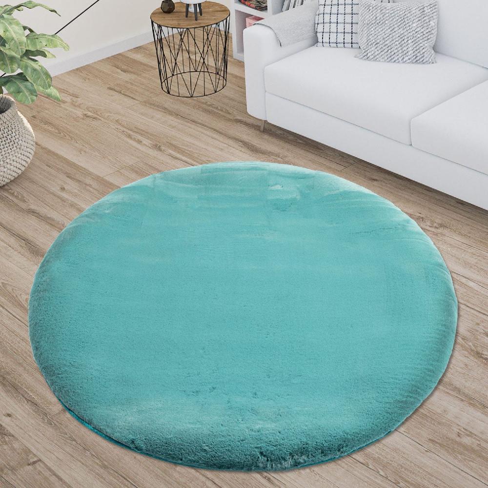 deco tapis Tapis de Fourrure Rond Velours BleuVert