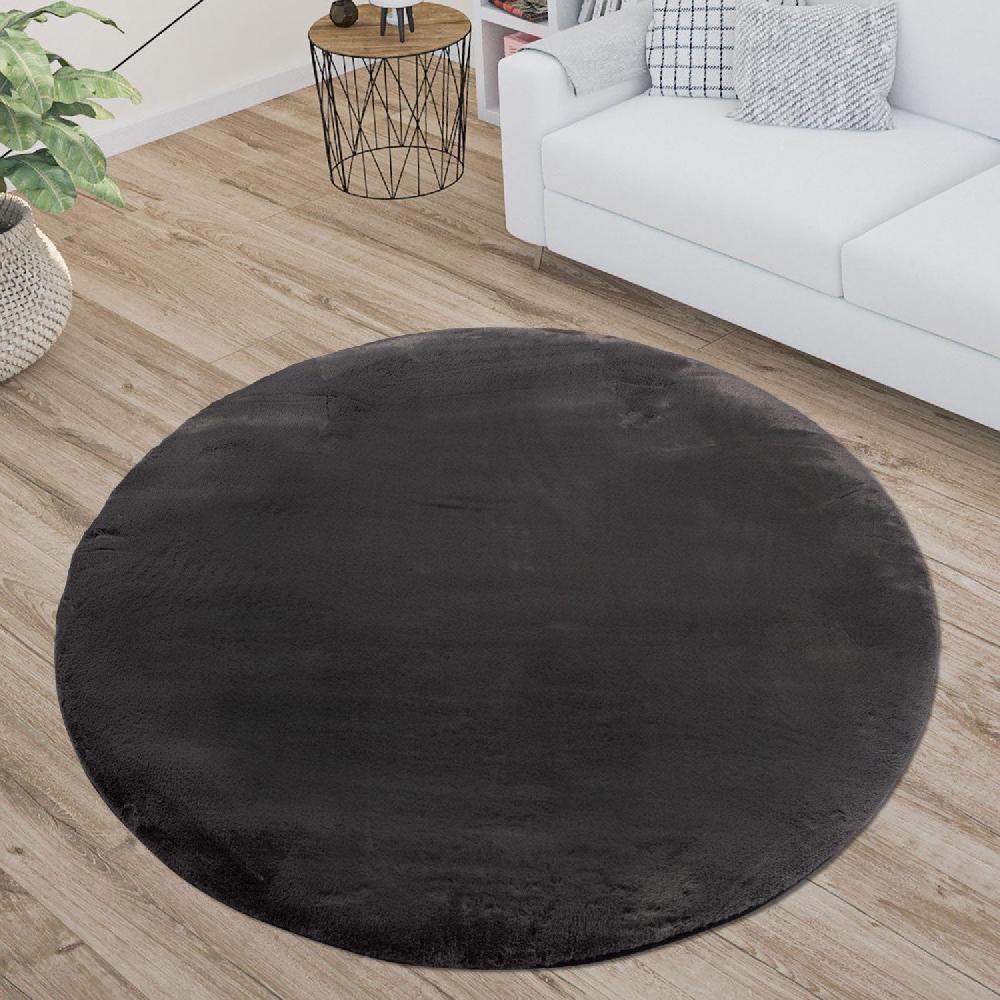 deco tapis Tapis de Fourrure Rond Velours Graphite