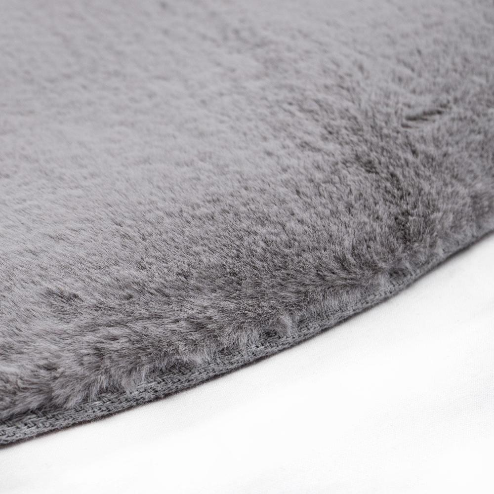 Deco Tapis Tapis De Fourrure Rond Velours Gris