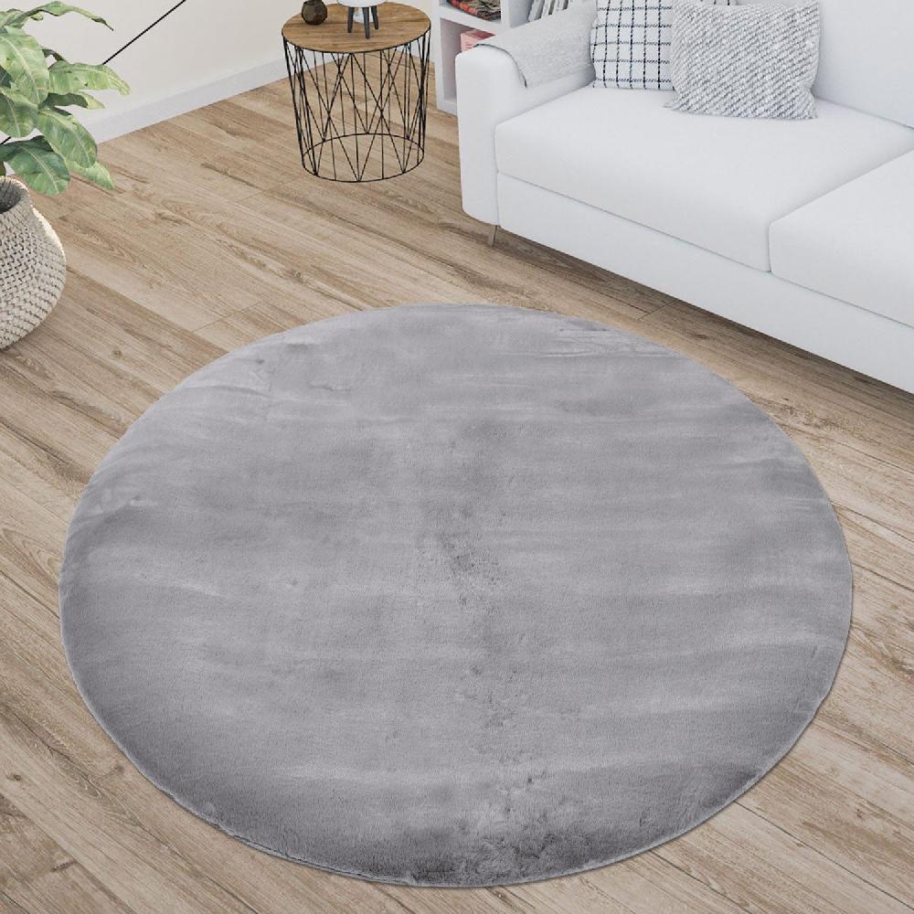 deco tapis Tapis de Fourrure Rond Velours Gris