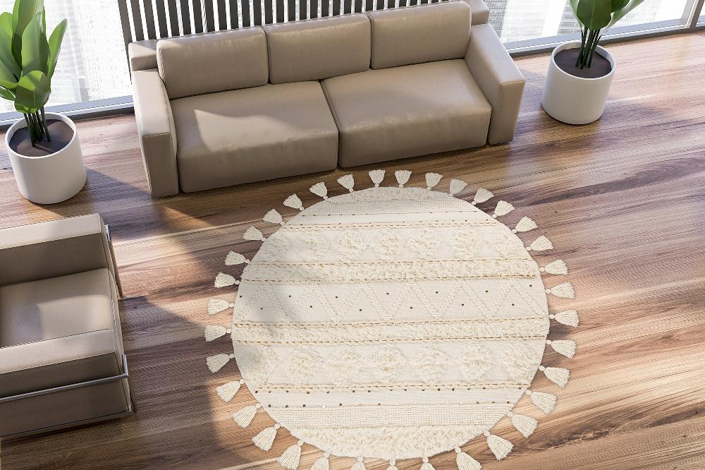 Deco Tapis Tapis Fait Main à Franges En Laine