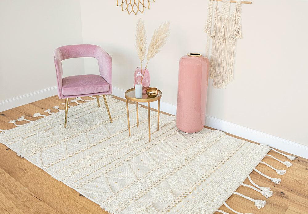 deco tapis Tapis Fait Main à Franges en Laine