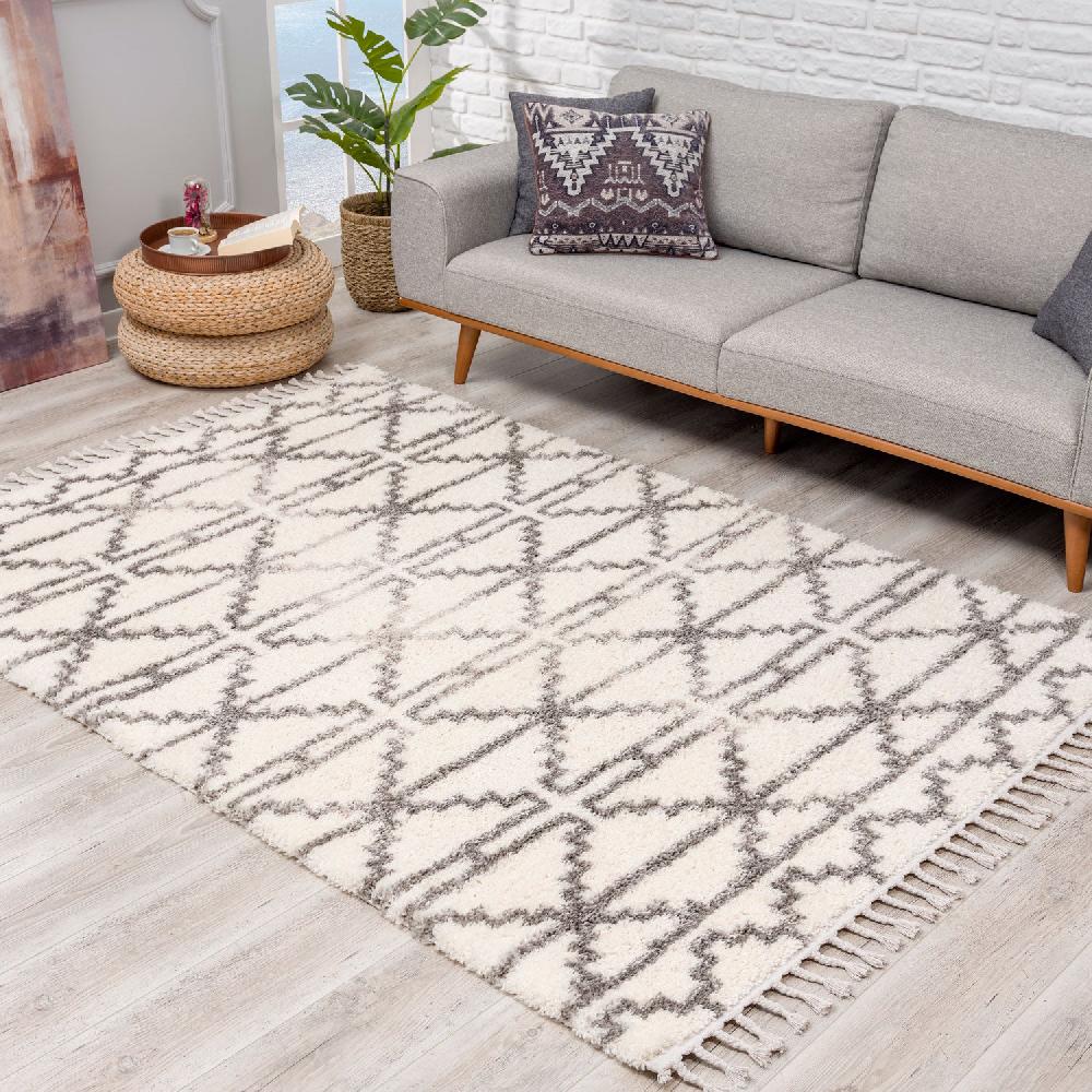 deco tapis Tapis moelleux à franges tressées Rust