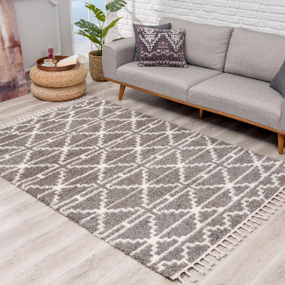deco tapis Tapis moelleux à franges tressées Rust