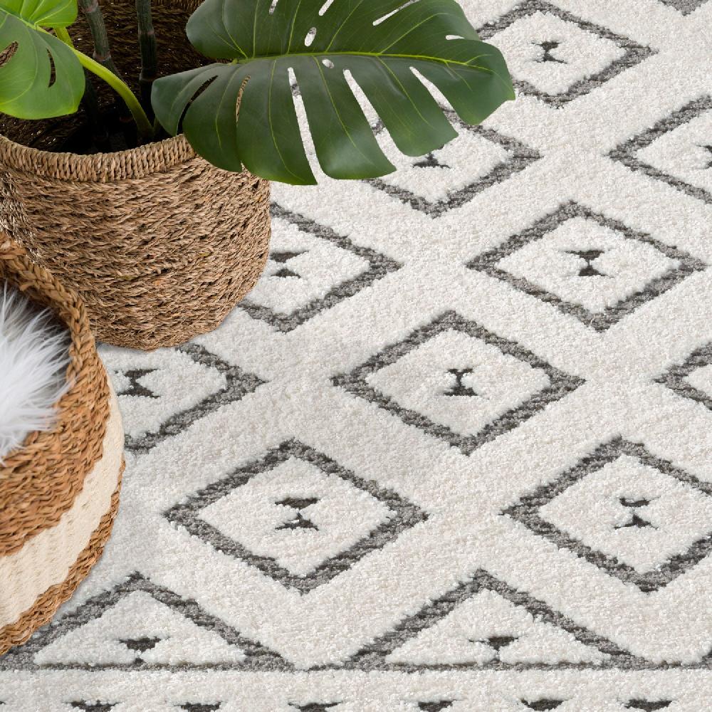 Deco Tapis Tapis NALA Rond à Motifs Relief Berbère