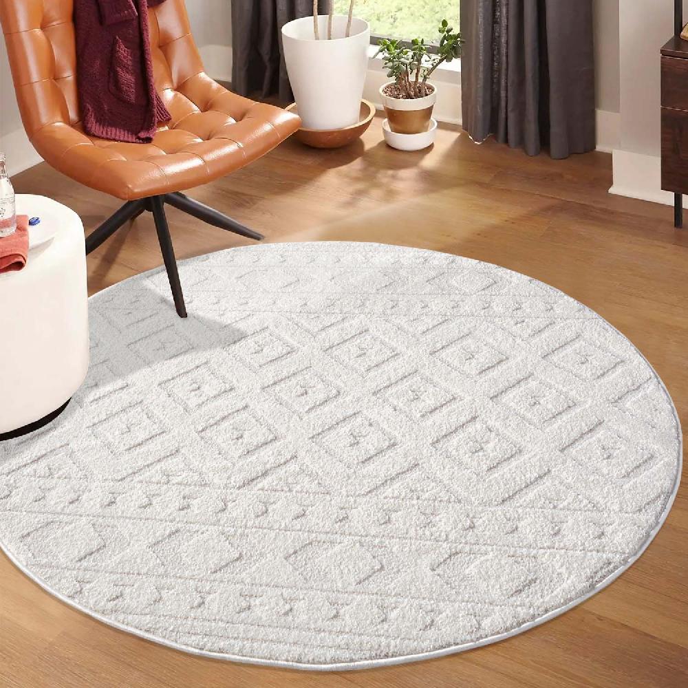 deco tapis Tapis NALA Rond à motifs relief Berbère