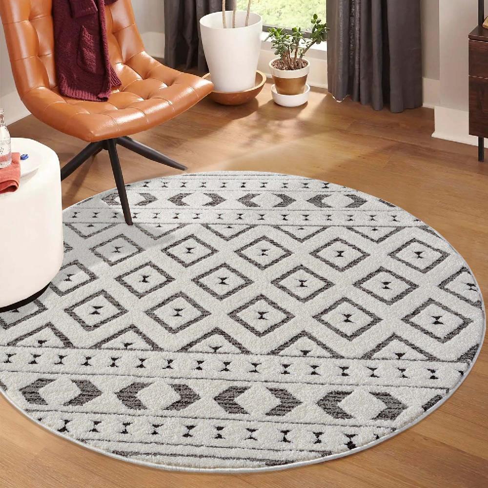 deco tapis Tapis NALA Rond à motifs relief Berbère