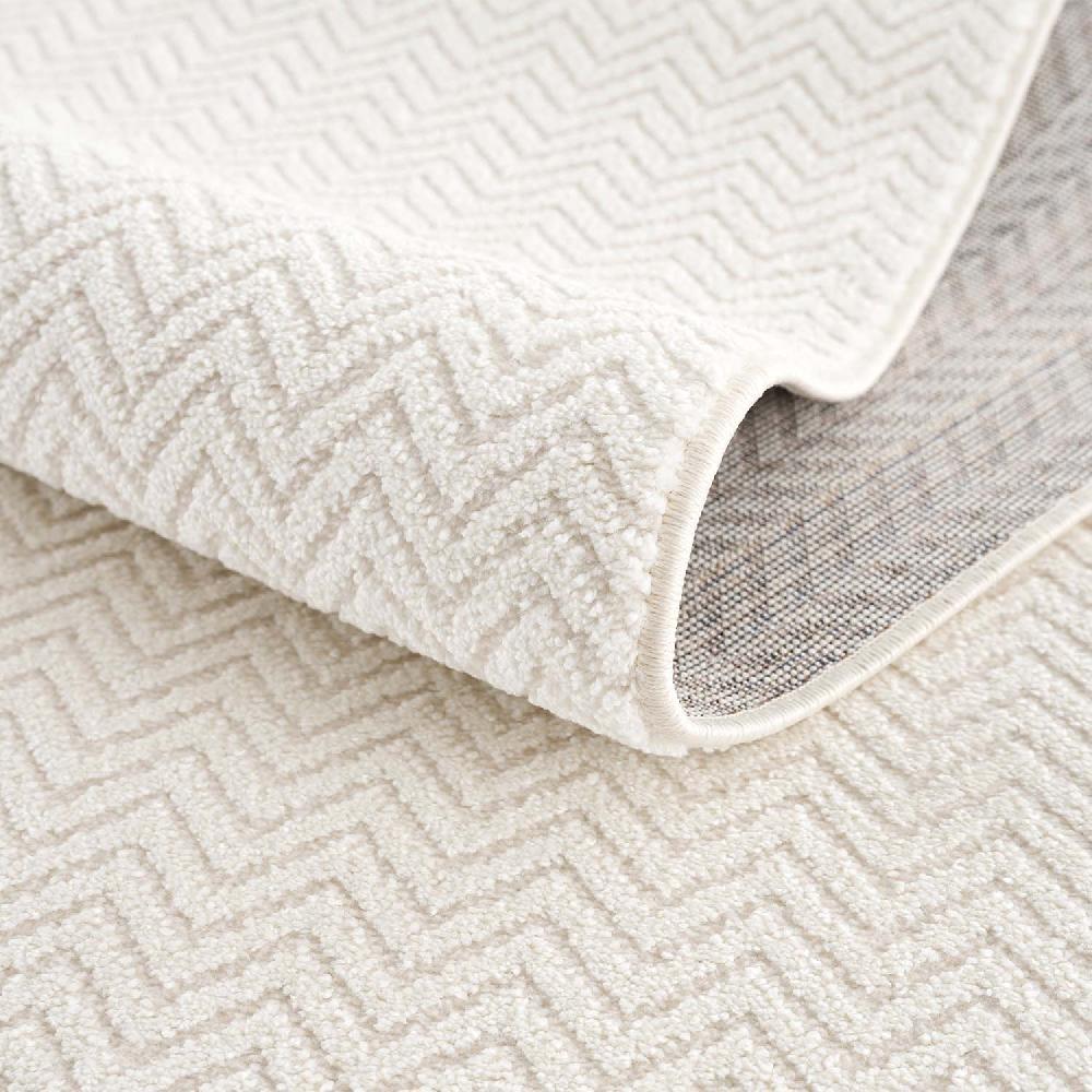 Deco Tapis Tapis Rond Uni à Relief Chevrons