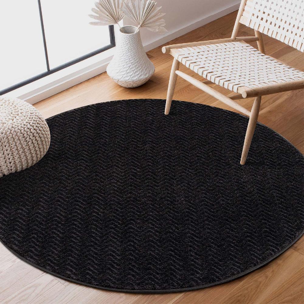deco tapis Tapis Rond uni à relief chevrons