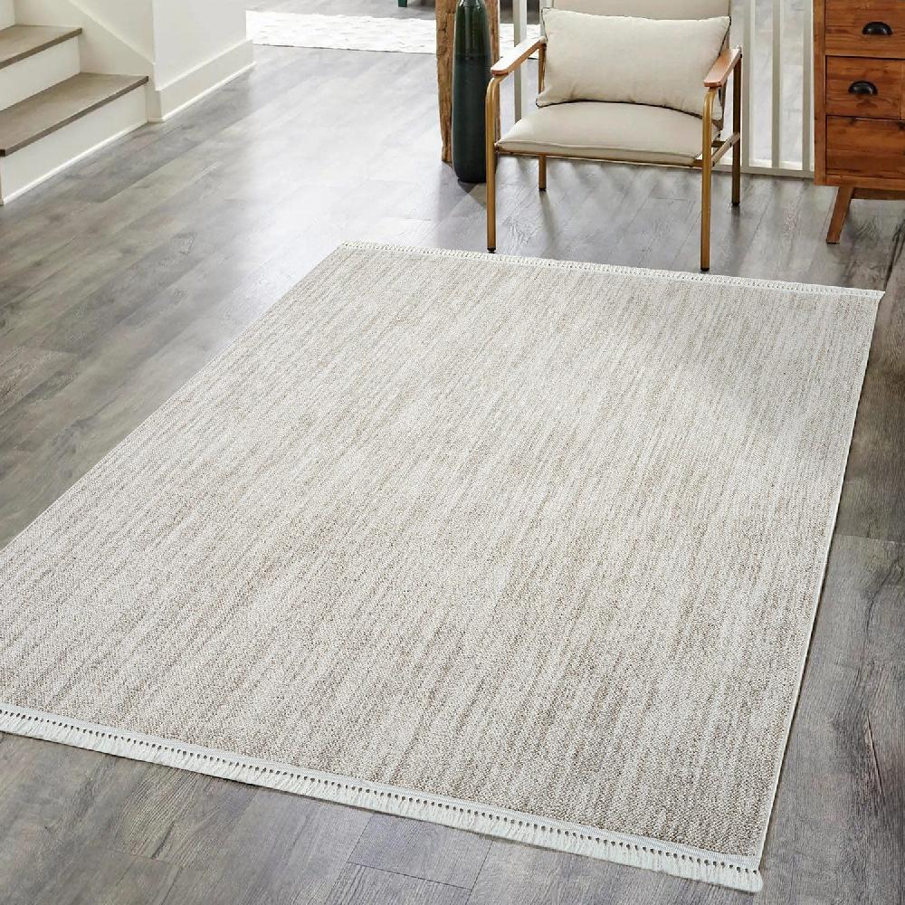 Deco Tapis Tapis Salon Nova à Franges Taupe
