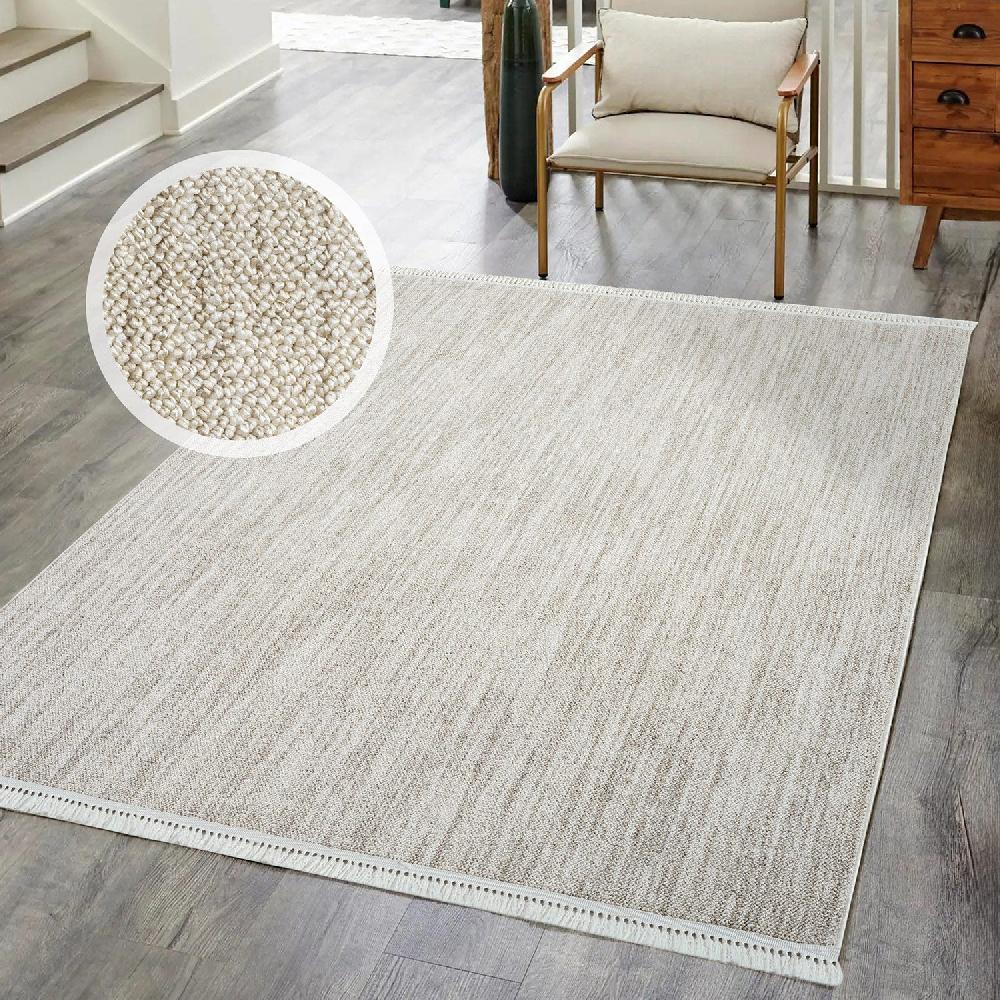 Deco Tapis Tapis Salon Nova à Franges Taupe