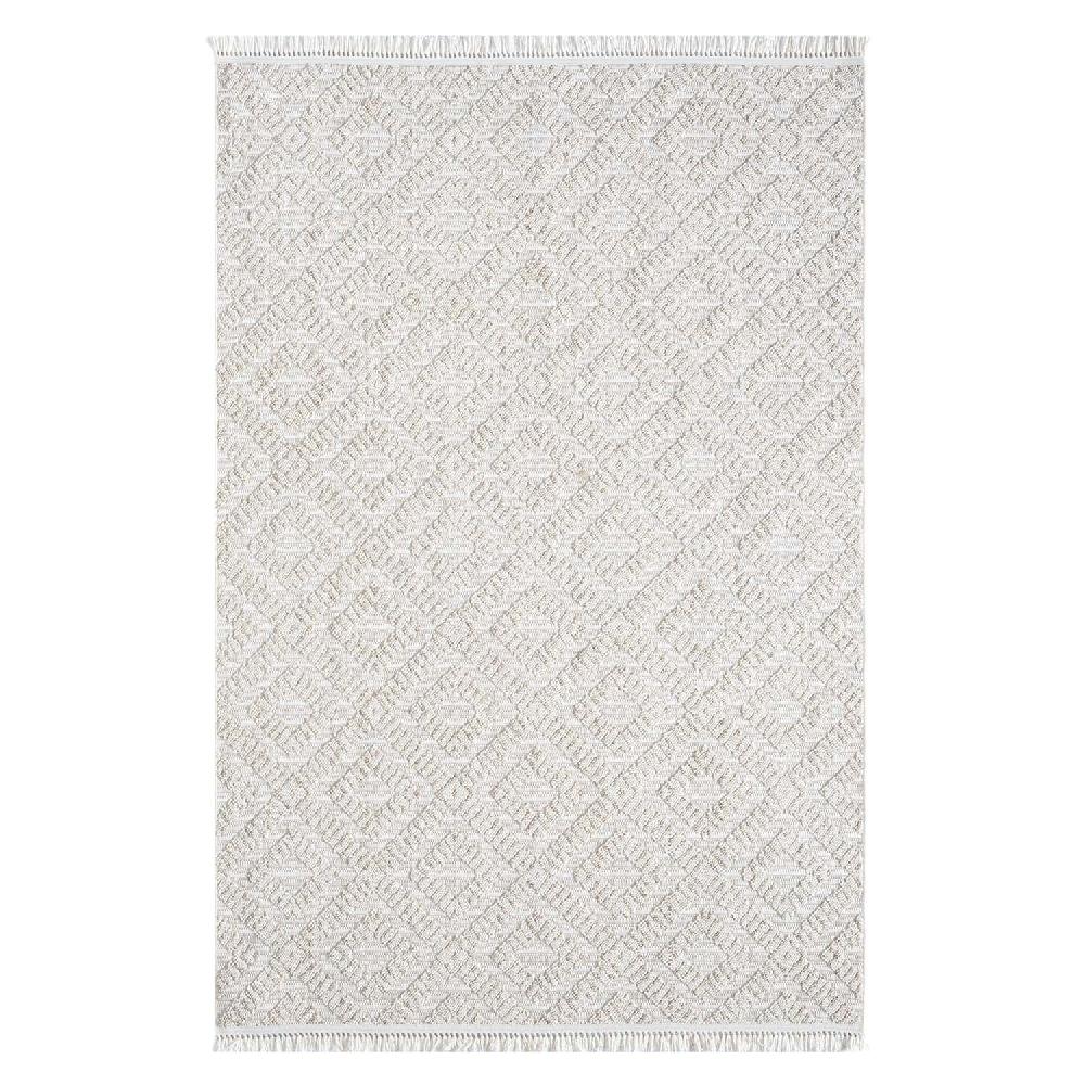 deco tapis Tapis Salon Relief à franges Beige