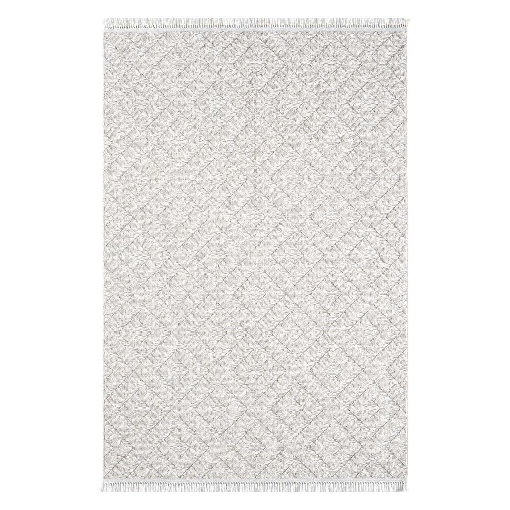 deco tapis Tapis Salon Relief à franges Crème