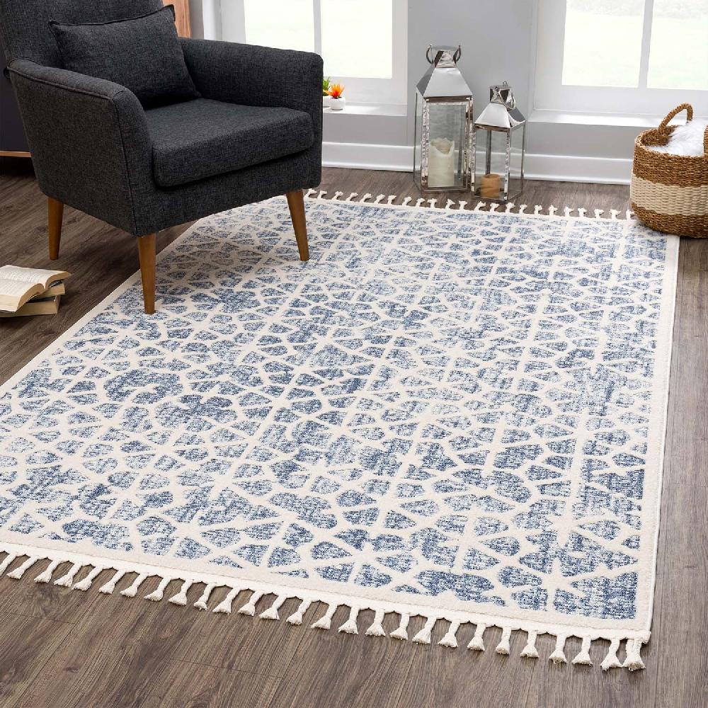 deco tapis Tapis Scandinave à franges tressées