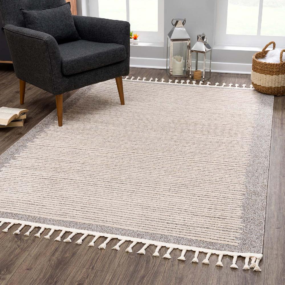 deco tapis Tapis Scandinave à franges tressées
