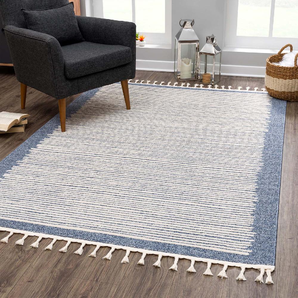 deco tapis Tapis Scandinave à franges tressées