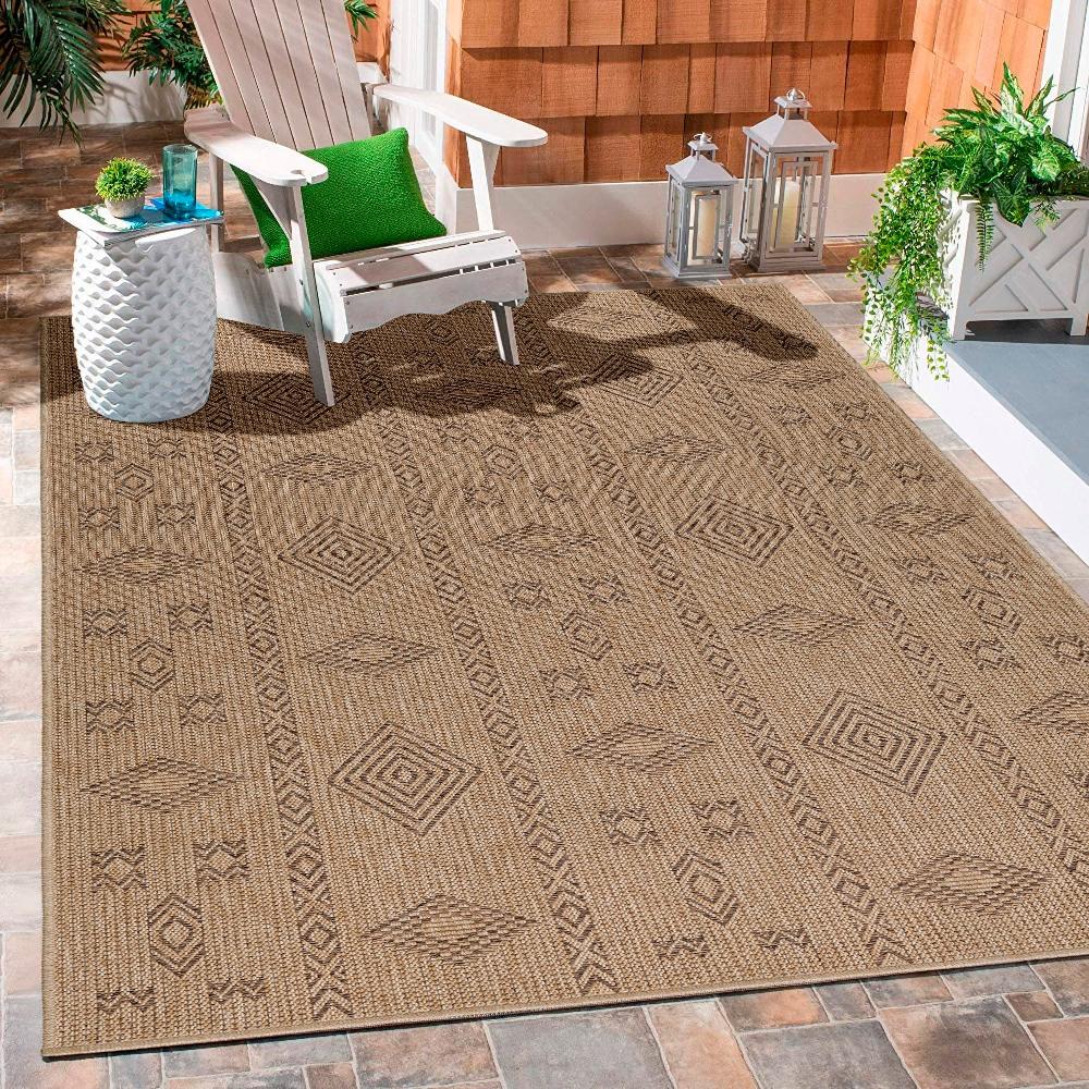 Deco Tapis Tapis Aspect Jute Naturelle Beige Et Noir