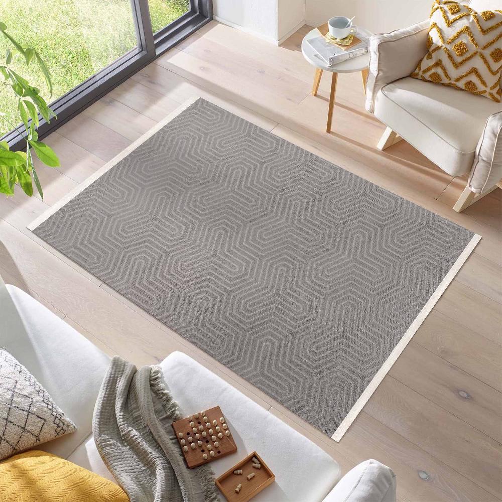 deco tapis Tapis Aspect Viscose à Relief Géométrique